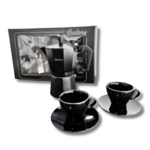 HUDSON SET CAFETERA + 4pz NEGRO